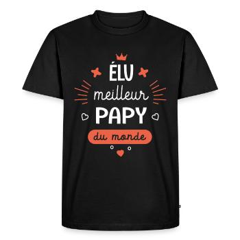 Meilleur Papy du monde Cadeau papi grand père - T-shirt Premium bio Homme - noir - Devant - Nico (187cm)