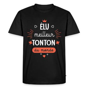 Meilleur Tonton du monde Cadeau oncle - T-shirt Premium bio Homme - noir - Devant - Nico (187cm)