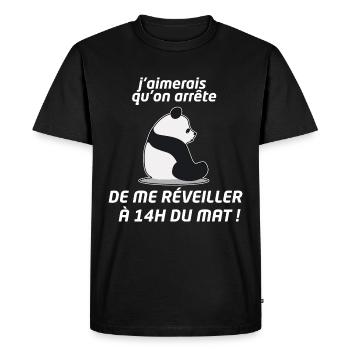 Réveil 14h du mat - T-shirt Premium bio Homme - noir - Devant - Nico (187cm)
