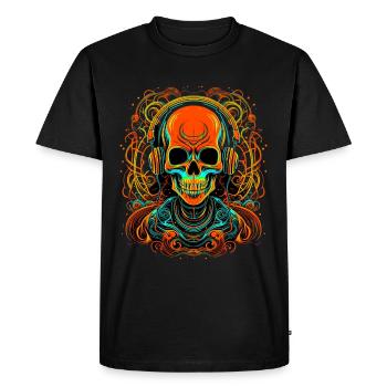 Squelette avec casque - T-shirt Premium bio Homme - noir - Devant - Nico (187cm)