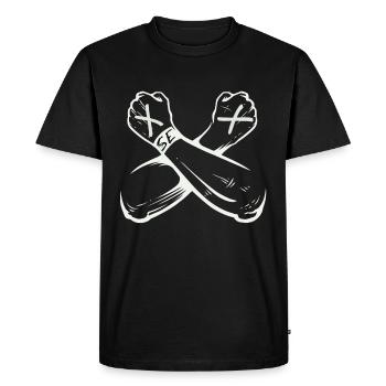 Staight Edge, chemise végétalienne - T-shirt Premium bio Homme - noir - Devant - Nico (187cm)