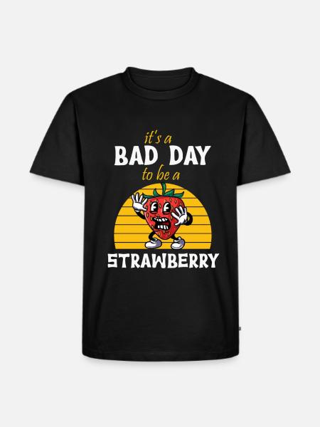 Erdbeere - Männer Premium Bio T-Shirt - Schwarz