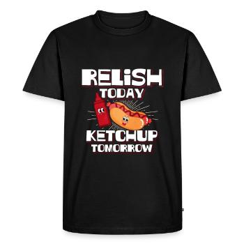 Je mets du ketchup sur mon ketchup - T-shirt Premium bio Homme - noir - Devant - Nico (187cm)
