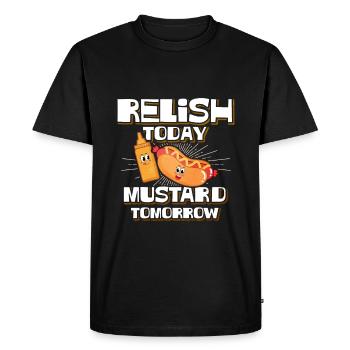 Cadeau du matin à la moutarde - T-shirt Premium bio Homme - noir - Devant - Nico (187cm)