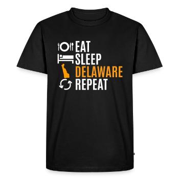 Eat Sleep Delaware Repeat Gift - Men's Premium Organic T-Shirt - black - Front - Nico (187cm)