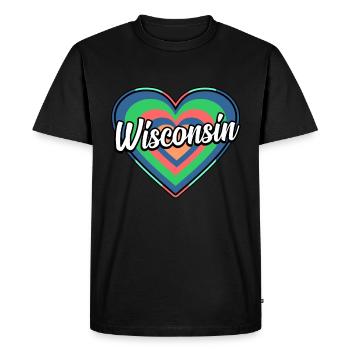 Colorful heart gift of Wisconsin - Men's Premium Organic T-Shirt - black - Front - Nico (187cm)