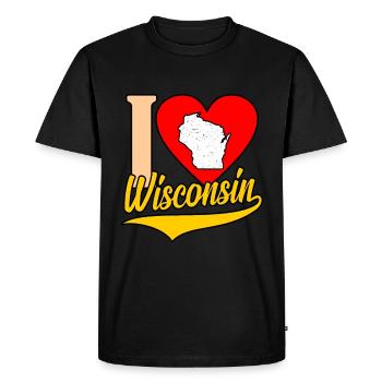 I Heart wisconsin gift - Men's Premium Organic T-Shirt - black - Front - Nico (187cm)