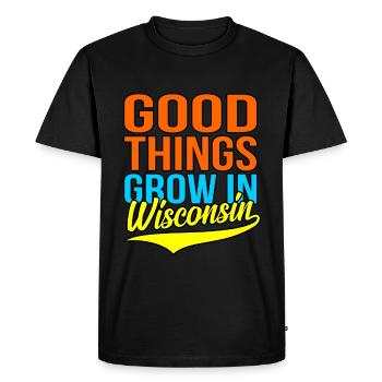 Grow In Wisconsin Gift - Men's Premium Organic T-Shirt - black - Front - Nico (187cm)