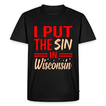 Sin in Wisconsin gift - Men's Premium Organic T-Shirt - black - Front - Nico (187cm)