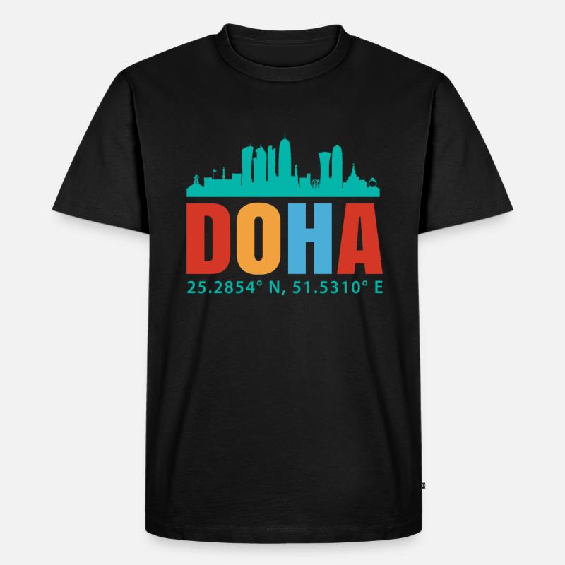 Doha - Männer Premium Bio T-Shirt - Schwarz