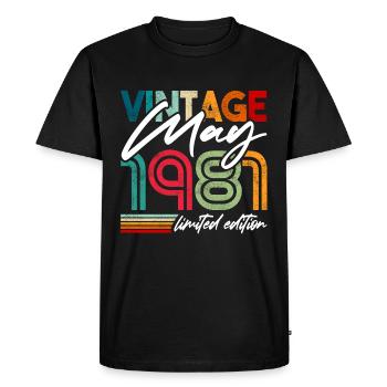 Vintage born May 1981 Birthday May 1981 - Men's Premium Organic T-Shirt - black - Front - Nico (187cm)