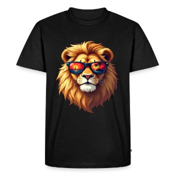 A majestic lion wears sunglasses - Men's Premium Organic T-Shirt - black - Front - Nico (187cm)