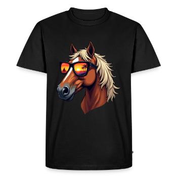 Horse Wearing Sunglasses - Men's Premium Organic T-Shirt - black - Front - Nico (187cm)