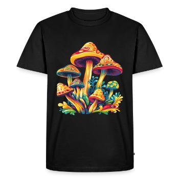 Champignons psychédéliques colorés - T-shirt Premium bio Homme - noir - Devant - Nico (187cm)
