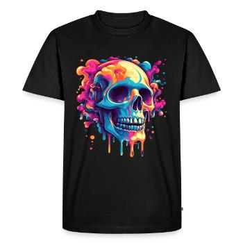 Squelette psychédélique aux couleurs éclatantes - T-shirt Premium bio Homme - noir - Devant - Nico (187cm)