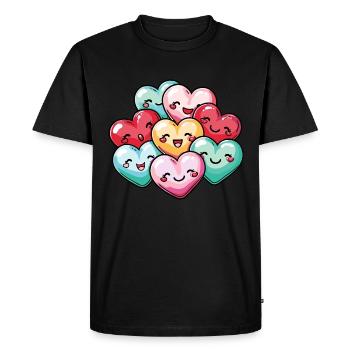Hearts Group Cute Team Love Comic - Men's Premium Organic T-Shirt - black - Front - Nico (187cm)