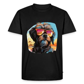 Chien Pop Art avec lunettes de soleil - T-shirt Premium bio Homme - noir - Devant - Nico (187cm)