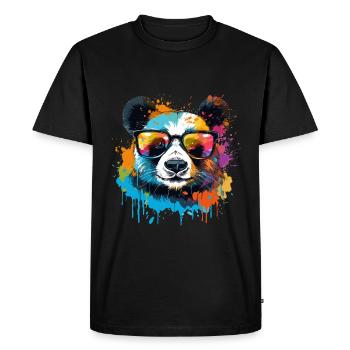 Aquarelle colorée Pop Art Panda Panda Bear - T-shirt Premium bio Homme - noir - Devant - Nico (187cm)