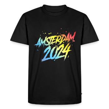 Amsterdam 2024 Colorful Holiday Team - Men's Premium Organic T-Shirt - black - Front - Nico (187cm)