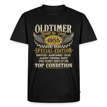 Oldtimer 1955 Jahrgang geboren Geburtstag Geschenk - Männer Premium Bio T-Shirt - Schwarz - Vorne - Nico (187cm)