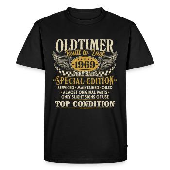 Vintage 1969 Vintage né cadeau d’anniversaire - T-shirt Premium bio Homme - noir - Devant - Nico (187cm)
