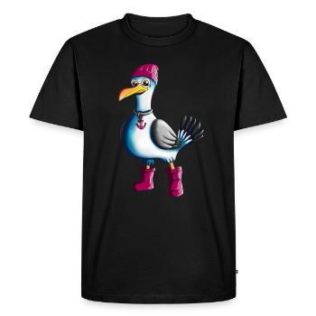 Bas allemand Seagull Moin disant amoureux de la mer du Nord - T-shirt Premium bio Homme - noir - Devant - Nico (187cm)
