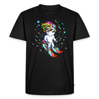 Ski Holiday Travel Snowboarding Unicorn Fairy Tale - Men's Premium Organic T-Shirt - black - Front - Nico (187cm)
