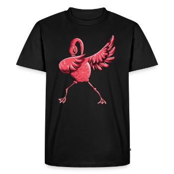 Dabbing pink flamingo dab funny bird motif - Men's Premium Organic T-Shirt - black - Front - Nico (187cm)