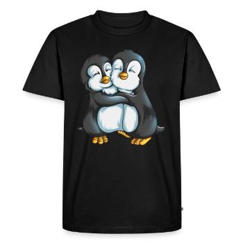 Two cuddly emperor penguin New Zealand seas - Men's Premium Organic T-Shirt - black - Front - Nico (187cm)