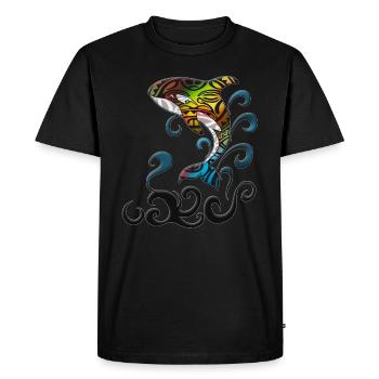 Whale in the Bunch of Water Jumping Orca Holiday Trip - Men's Premium Organic T-Shirt - black - Front - Nico (187cm)