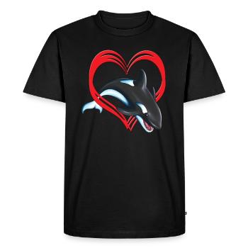 Heart whale jumps out of the water through a heart - Men's Premium Organic T-Shirt - black - Front - Nico (187cm)