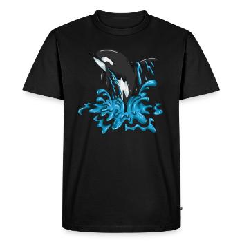 Joyful Whale Orca Saute Happy Whale Design - T-shirt Premium bio Homme - noir - Devant - Nico (187cm)