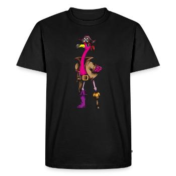 Flamingo Pirate Children's Birthday Pirate Outfit - Men's Premium Organic T-Shirt - black - Front - Nico (187cm)