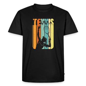 Tennisspiel Spielerin Vintage Tennisoutfit Tennis - Männer Premium Bio T-Shirt - Schwarz - Vorne - Nico (187cm)