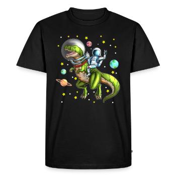 Dinosaure T-Rex Astronaute Space Dino - T-shirt Premium bio Homme - noir - Devant - Nico (187cm)