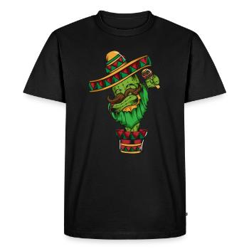 Maracas Mexique Désert Cactus Poncho Cinco de Mayo - T-shirt Premium bio Homme - noir - Devant - Nico (187cm)