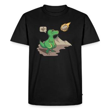 Dinosaur Asteroid World Stone Scissors Paper - Men's Premium Organic T-Shirt - black - Front - Nico (187cm)