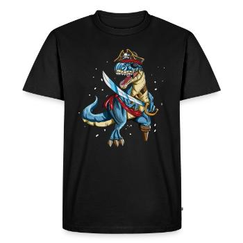 Pirate Dino T-Rex Pirate Outfit Eye Patch Sabre - T-shirt Premium bio Homme - noir - Devant - Nico (187cm)