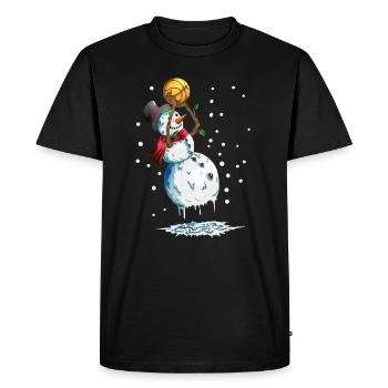 Snowman Basketball Basketball dans la neige - T-shirt Premium bio Homme - noir - Devant - Nico (187cm)