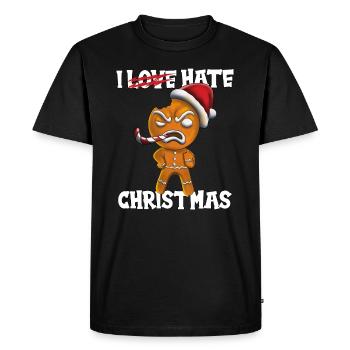 J’aime... Je déteste les biscuits de Noël à Noël - T-shirt Premium bio Homme - noir - Devant - Nico (187cm)