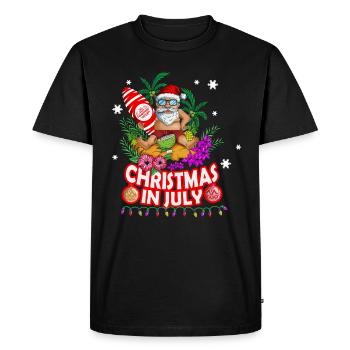Noël sur la plage du Père Noël en vacances - T-shirt Premium bio Homme - noir - Devant - Nico (187cm)