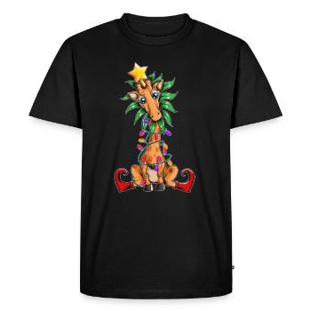 Giraffe Christmas Tree Light Chain Elf Shoes - Men's Premium Organic T-Shirt - black - Front - Nico (187cm)