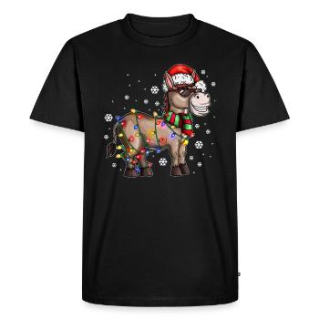 Âne de Noël avec chapeau de Noël dans la neige - T-shirt Premium bio Homme - noir - Devant - Nico (187cm)