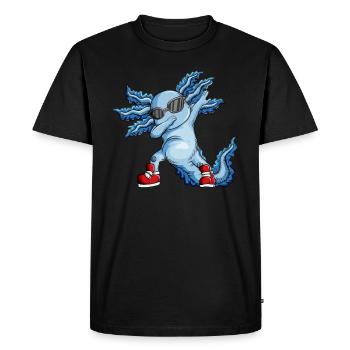 Axolotl avec chaussures de danse rouges Lunettes de soleil Dabbing - T-shirt Premium bio Homme - noir - Devant - Nico (187cm)