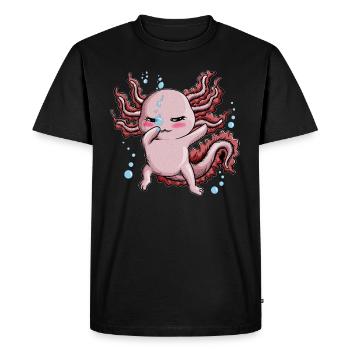 Sea Ocean Newt Axolotl Does Dabbing in Water - Men's Premium Organic T-Shirt - black - Front - Nico (187cm)