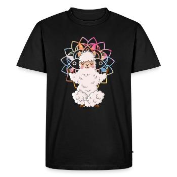 Un lama dans le zoo La conception de l’alpaga fait du yoga namaste - T-shirt Premium bio Homme - noir - Devant - Nico (187cm)