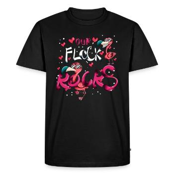 Pink Flamingo Costume Bird Our Flock Rocks - Men's Premium Organic T-Shirt - black - Front - Nico (187cm)