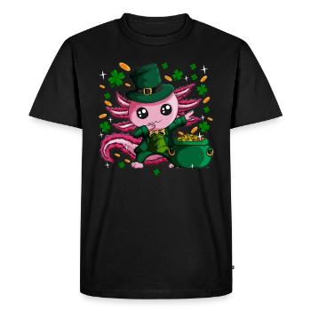 Cute goblin newt does dabbing on St Patriks Day - Men's Premium Organic T-Shirt - black - Front - Nico (187cm)
