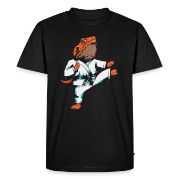 Karaté lézard sport dragon barbu avec ceinture noire - T-shirt Premium bio Homme - noir - Devant - Nico (187cm)