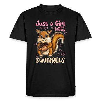 Cool Squirrel Rodent Nut Lover Design - Men's Premium Organic T-Shirt - black - Front - Nico (187cm)